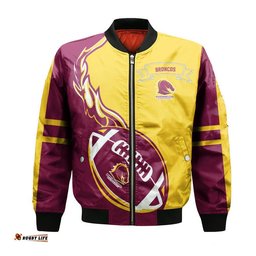Brisbane Broncos Bomber Jacket Flame Ball - NRL