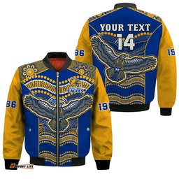 Custom Text And Number Eagles Football Bomber Jacket West Coast 1986 Aboriginal Sporty Style