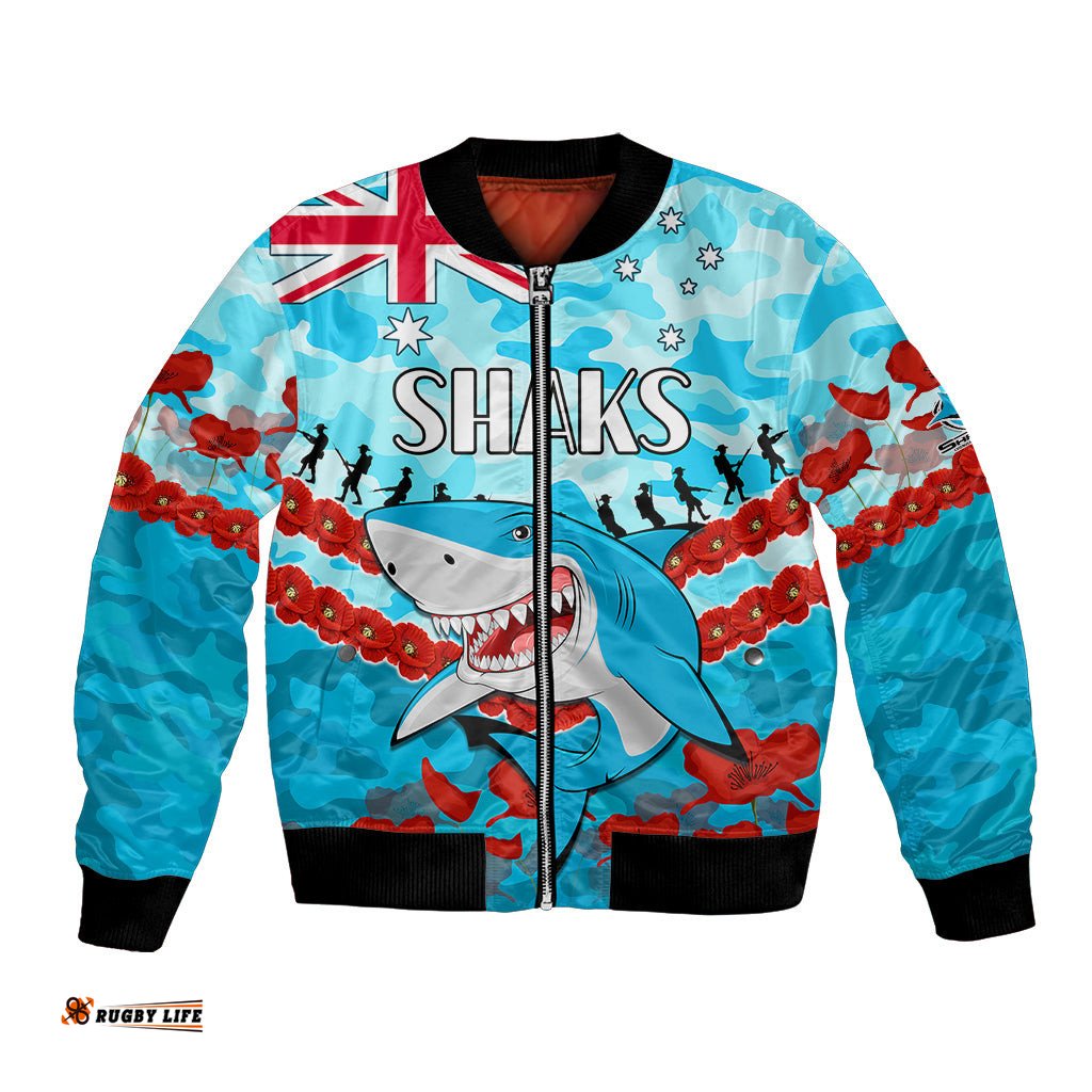 Sharks Rugby ANZAC Bomber Jacket Lest We Forget