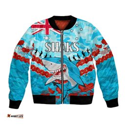 Sharks Rugby ANZAC Bomber Jacket Lest We Forget