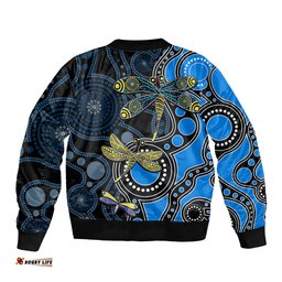 Aboriginal Dragonfly Bomber Jacket Blue Style