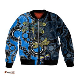 Aboriginal Dragonfly Bomber Jacket Blue Style