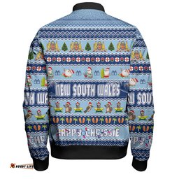 New South Wales Christmas Custom Bomber Jacket - Happy Chrissie Ugly Style Bomber Jacket
