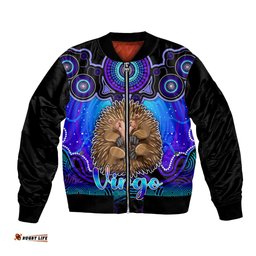 Personalised Australia Virgo Echidna Zodiac Bomber Jacket Auz Astrology Aboriginal - Blue