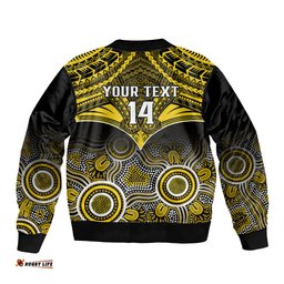 Personalised Richmond Football Bomber Jacket Tigers Aboriginal Mix Polynesian Pattern