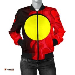 Bomber Jacket - Aboriginal Patterns Jacket Sun Australia Flame - Women
