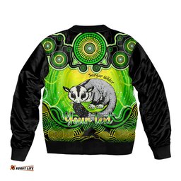 Personalised Australia Gemini Sugar Gilder Zodiac Bomber Jacket Auz Astrology Aboriginal - Green