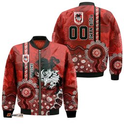 St. George Illawarra Dragons Aboriginal Bomber Jacket Rugby Indigenous Kangaroo Tracks - NRL