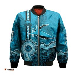 Cronulla-Sutherland Sharks Aboriginal Bomber Jacket Rugby Indigenous Kangaroo Tracks - NRL