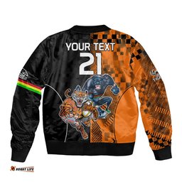 Custom NRL Tigers Combine Panthers Rugby Bomber Jacket Sporty Style
