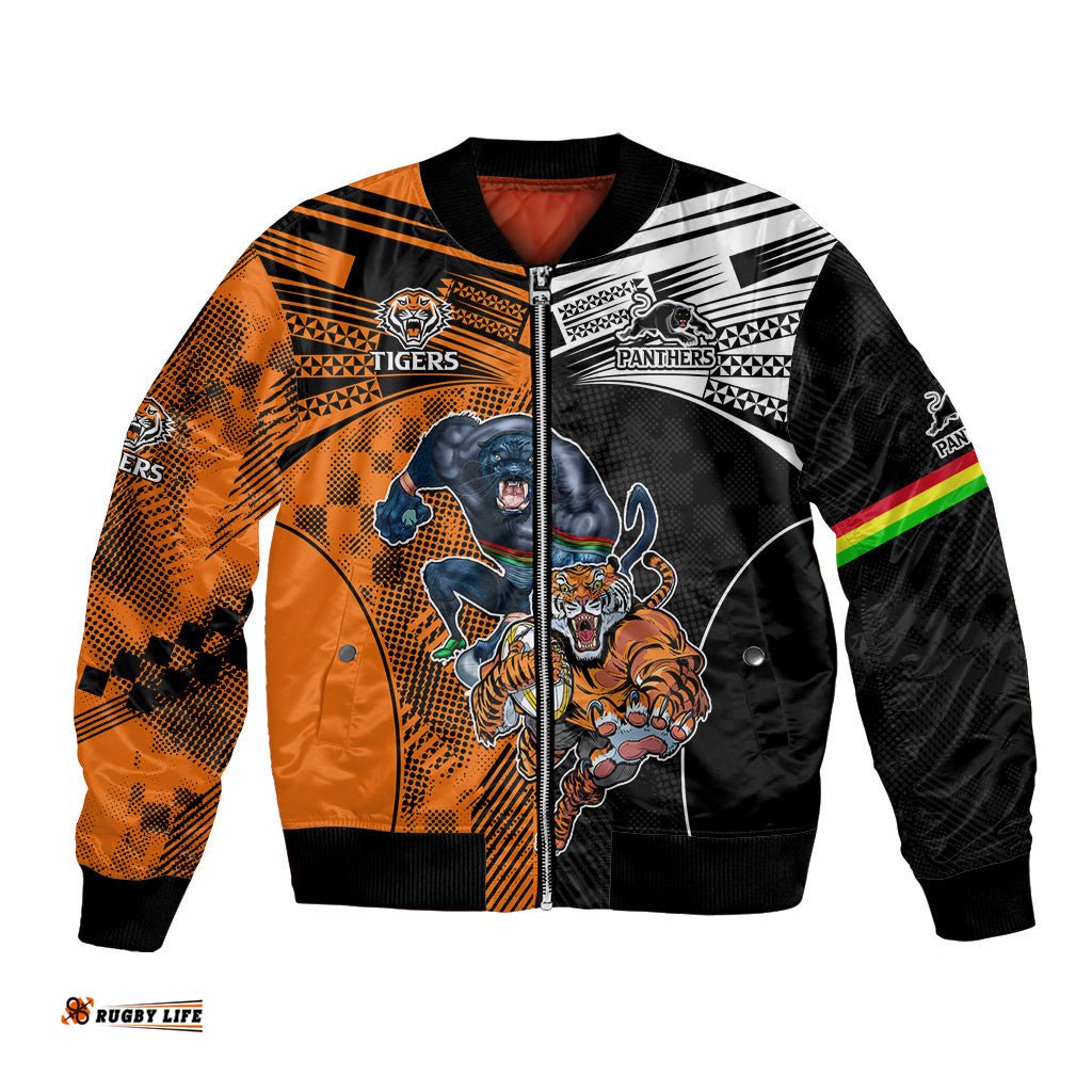 Custom NRL Tigers Combine Panthers Rugby Bomber Jacket Sporty Style