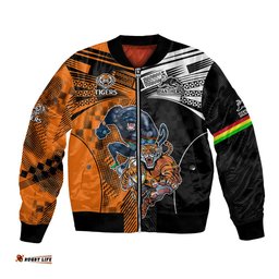 Custom NRL Tigers Combine Panthers Rugby Bomber Jacket Sporty Style