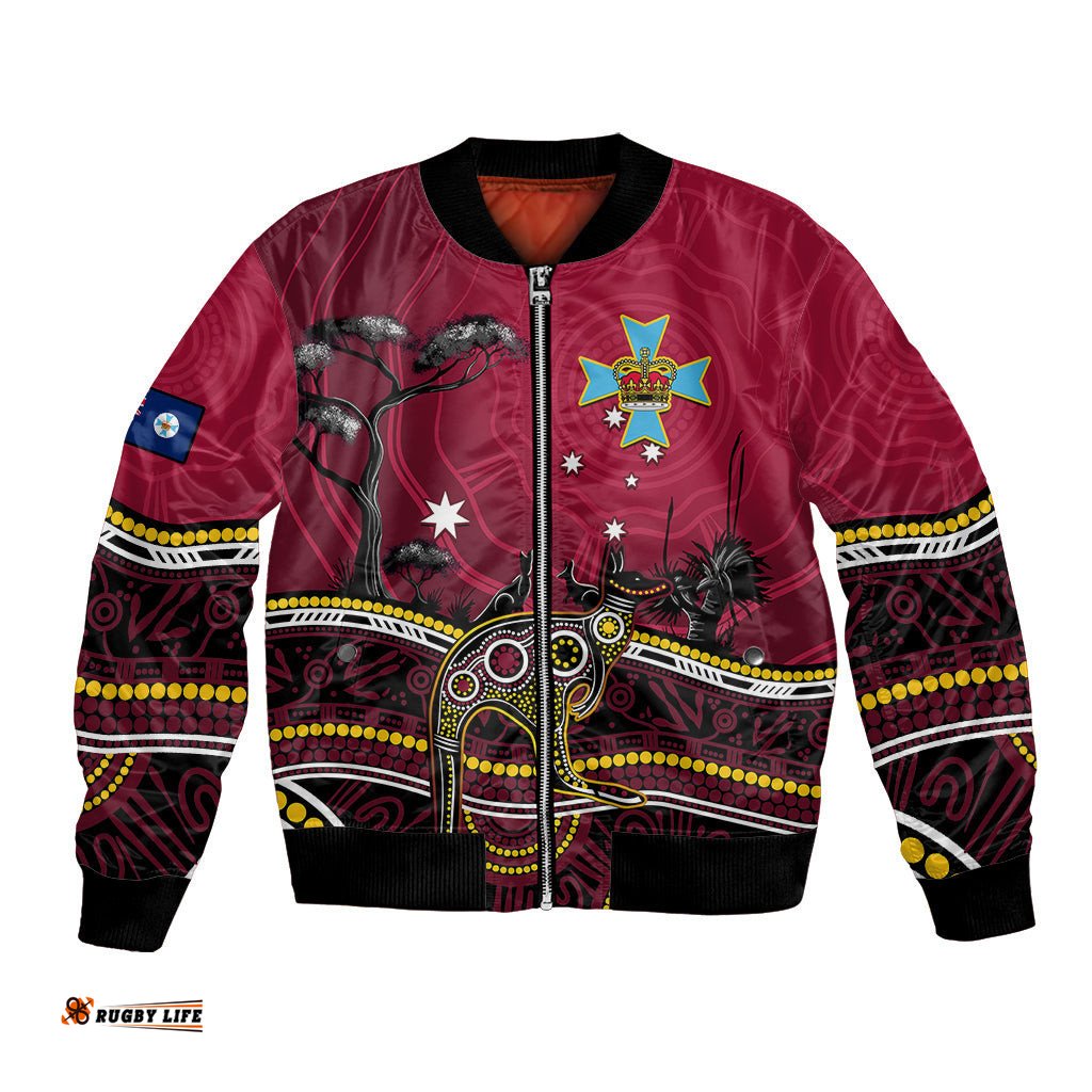 June 6 Queensland Day Bomber Jacket Australian Aboriginal Art