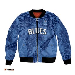Custom Text And Number NSW Blues Rugby Bomber Jacket Origin New South Wales Sporty Style