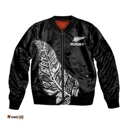 Maori Face Tattoo All Black Rugby Bomber Jacket