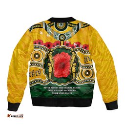 Matildas ANZAC Day 2024 Bomber Jacket Australian Army We Will Remember Them Aboriginal Art