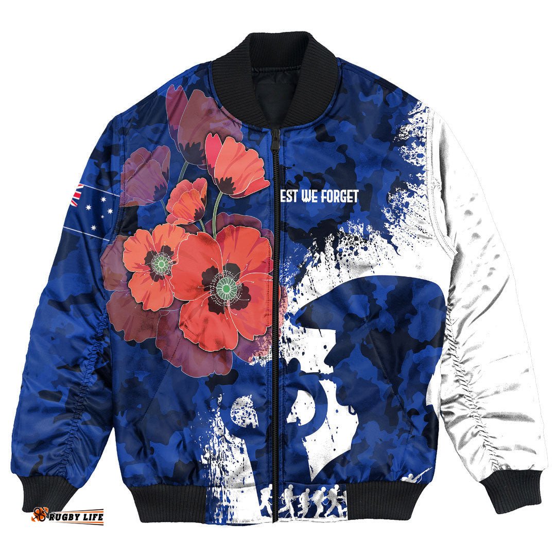 Anzac Day Silhouette Soldier Bomber Jacket