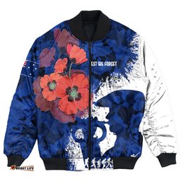 Anzac Day Silhouette Soldier Bomber Jacket