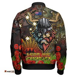 Raiders Rugby Bomber Jacket - Custom Anzac Raiders with Remembrance Poppy and Indigenous Patterns Bomber Jacket RLT13
