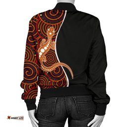 Aboriginal Women's Bomber Jacket - Indigenous Lizard Dreaming
