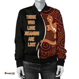 Aboriginal Women's Bomber Jacket - Indigenous Lizard Dreaming