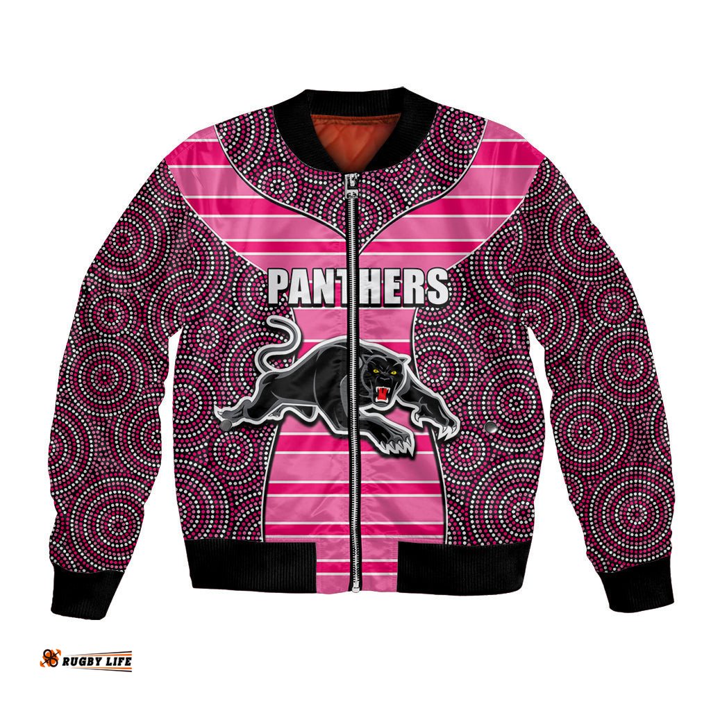 NRL - Panthers Bomber Jacket Mix Dot Aboriginal Pink Version