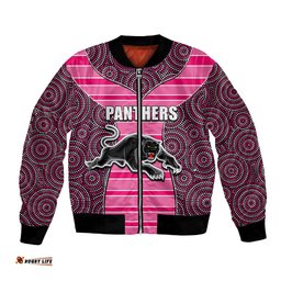 NRL - Panthers Bomber Jacket Mix Dot Aboriginal Pink Version