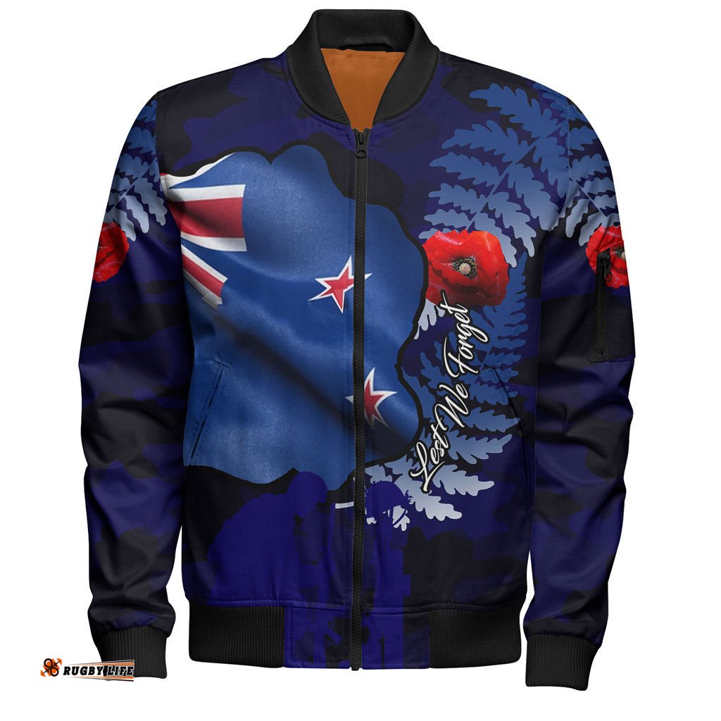 Australia Anzac Day Custom Bomber Jacket - Lest We Forget Poppy Flag Bomber Jacket