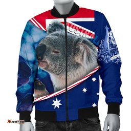 Bomber Jacket - Australian Flag and Coat Of Arms Jacket Koala 3D - Men
