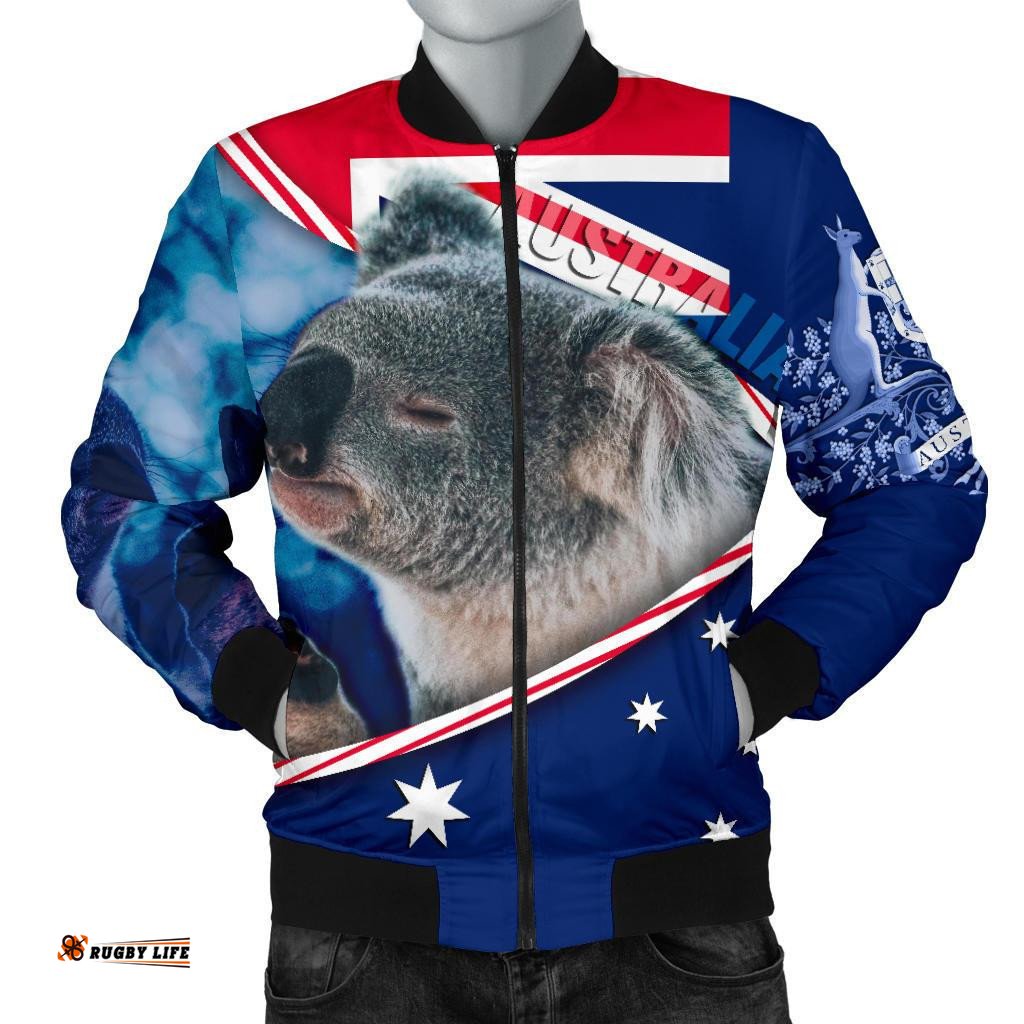 Bomber Jacket - Australian Flag and Coat Of Arms Jacket Koala 3D - Men