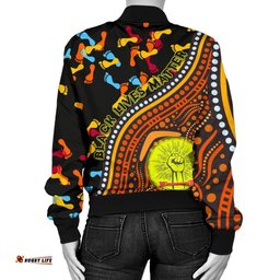 CustomWomen's Bomber Jackets - Aboriginal Style & Flag, Black Live Matter