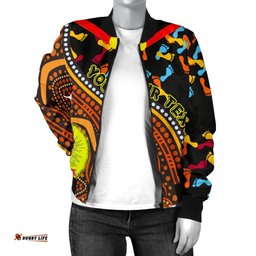 CustomWomen's Bomber Jackets - Aboriginal Style & Flag, Black Live Matter