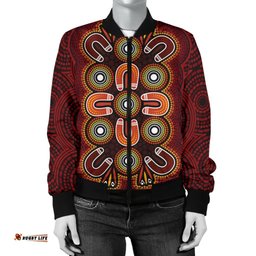 ABoriginal Women's Bomber Jacket - Aboriginal Dot Painting Flowers Style