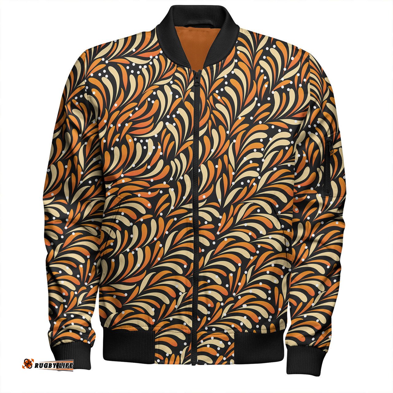 Australia Aboriginal Bomber Jacket - Seamless Bush Leaves Bomber Jacket
