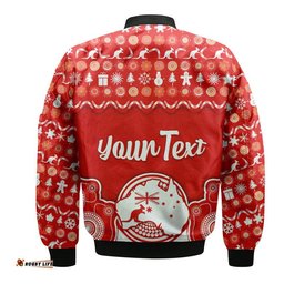 Custom Personalised Australia Christmas Vibe With Symbol Aboriginal Dot Painting Style Bomber Jacket