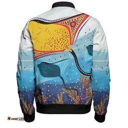 Australia Aboriginal Bomber Jacket - Stingray Aboriginal Art Bomber Jacket
