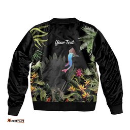 Personalised Australia Cassowary Bomber Jacket Dinosaur Bird - Rainforest Vibes