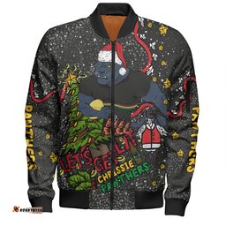 Penrith Panthers Christmas Custom Bomber Jacket - Let's Get Lit Chrisse Pressie Bomber Jacket