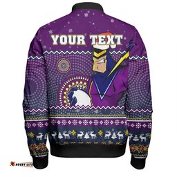 Melbourne Storm Christmas Custom Bomber Jacket - Ugly Xmas And Aboriginal Patterns For Die Hard Fan Bomber Jacket