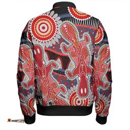 Australia Platypus Aboriginal Bomber Jacket - Red Platypus With Aboriginal Art Dot Painting Patterns Inspired Bomber Jacket