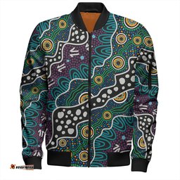 Australia Aboriginal Bomber Jacket - Dot Painting Art Bomber Jacket