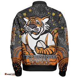Wests Tigers Custom Bomber Jacket - Custom With Aboriginal Inspired Style Of Dot Painting Patterns Bomber Jacket