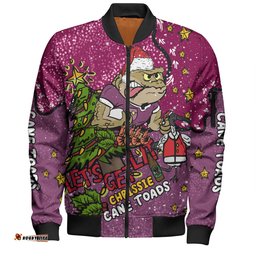 Queensland Cane Toads Christmas Custom Bomber Jacket - Let's Get Lit Chrisse Pressie Bomber Jacket
