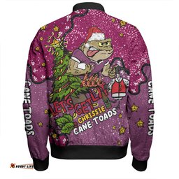 Queensland Cane Toads Christmas Custom Bomber Jacket - Let's Get Lit Chrisse Pressie Bomber Jacket