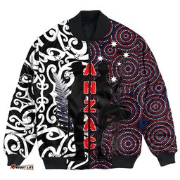 Anzac Day Kangaroo Aboriginal & Kiwi Maori Bomber Jacket