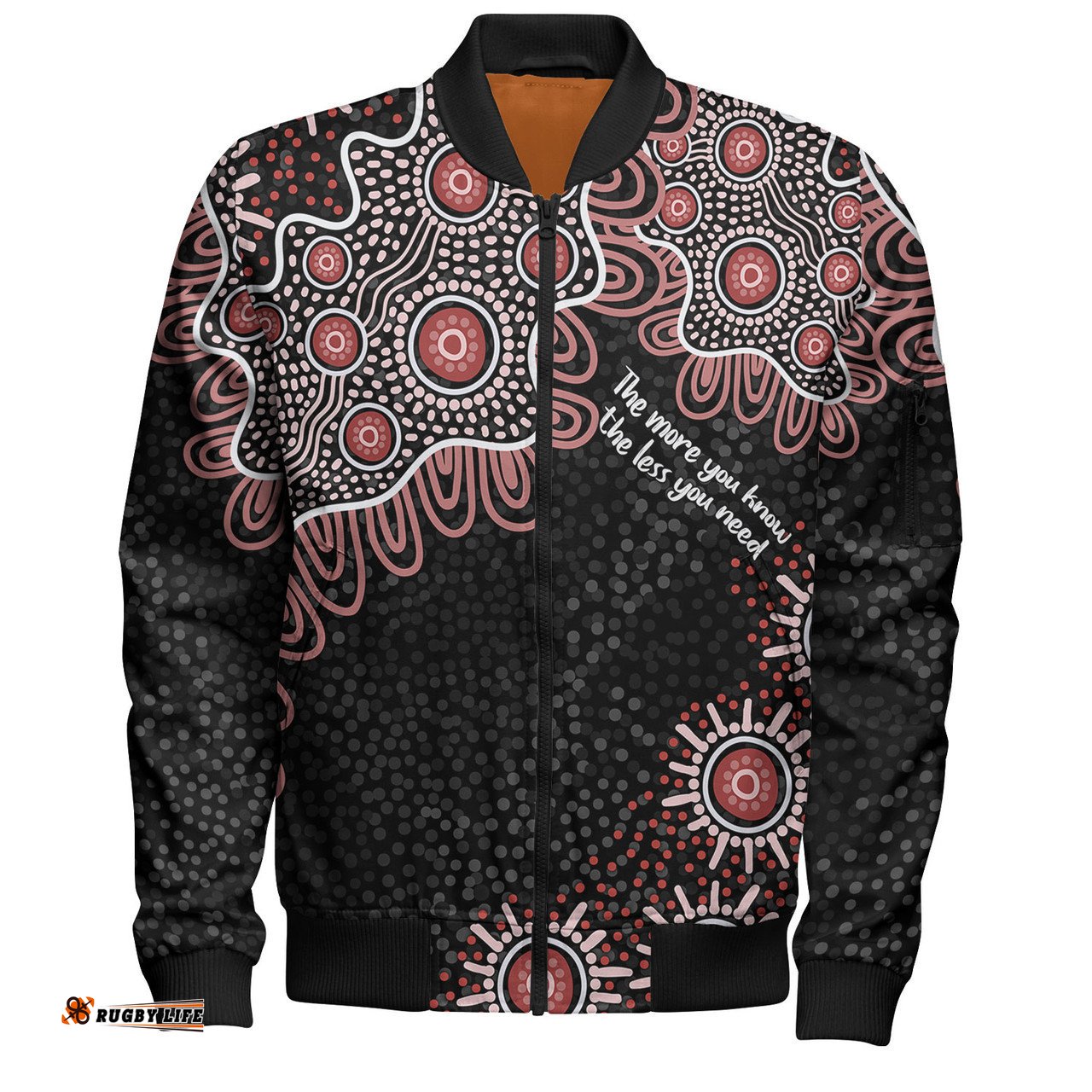 Australia Aboriginal Bomber Jacket - The More You Know The Less You Need Red Patterns Bomber Jacket