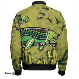 Australia Aboriginal Bomber Jacket - Mother And Baby Dugong Aboriginal Art Bomber Jacket