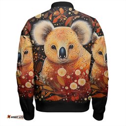 Australia Koala Custom Bomber Jacket - Aboriginal Koala With Golden Wattle Flowers Bomber Jacket