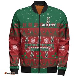 South Sydney Rabbitohs Custom Bomber Jacket - Special Ugly Christmas Bomber Jacket