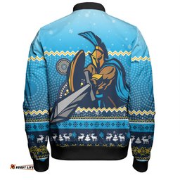 Gold Coast Titans Christmas Custom Bomber Jacket - Ugly Xmas And Aboriginal Patterns For Die Hard Fan Bomber Jacket